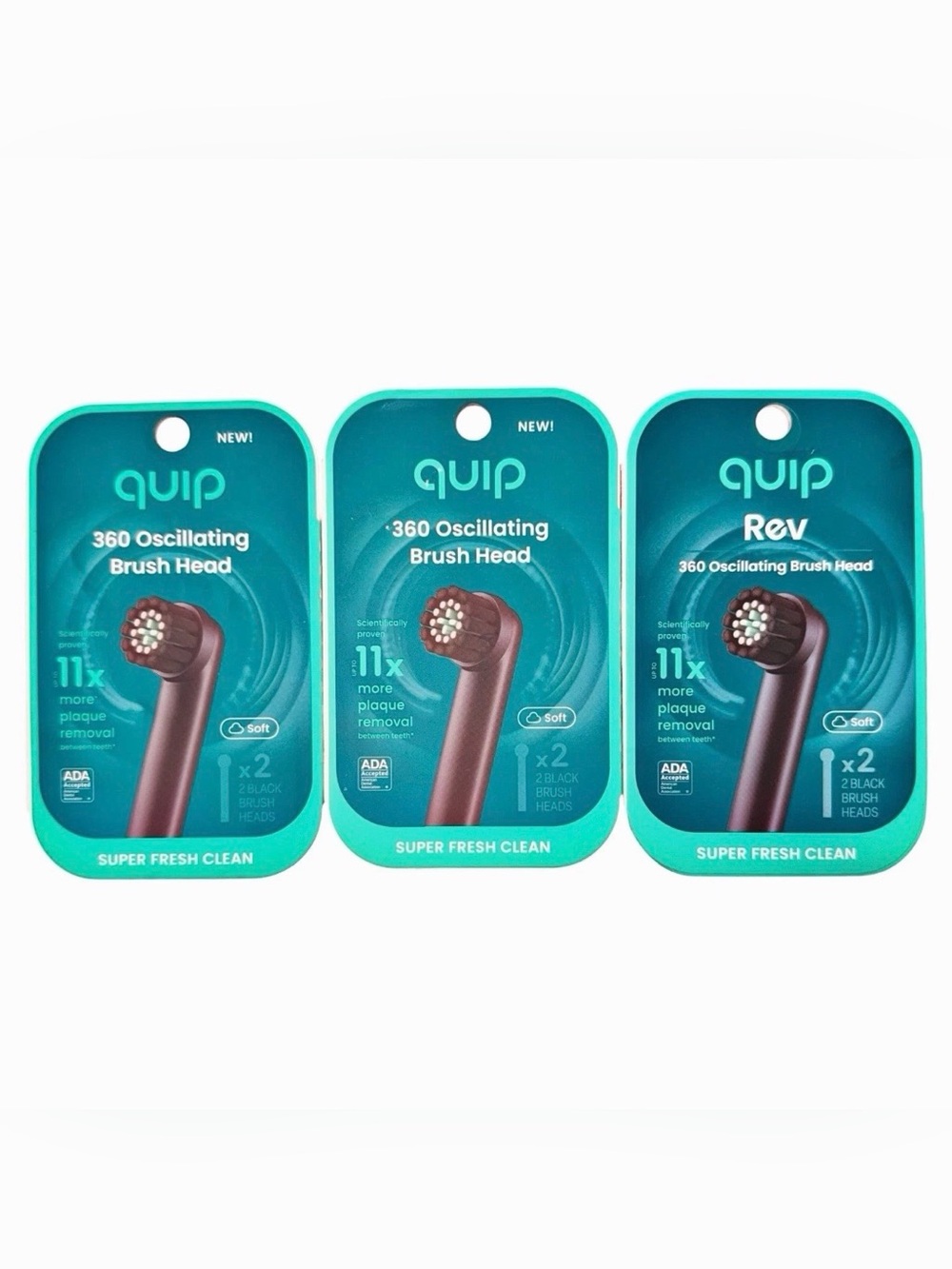 {3 Boxes} QUIP 360 Oscillating Toothbrush Replacement Heads ~ 6 Total ~ NEW